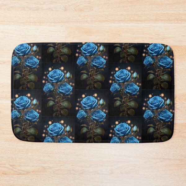 Item preview, several beautiful hyper-realistic blue roses on a dark grey background. Background: Bokeh background of lights designed and sold by brokenpones.