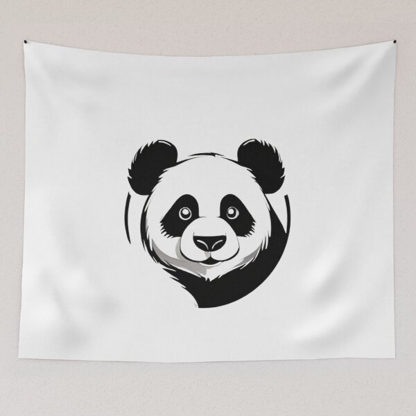 Item preview, Black and White Stylized Panda Face Illustration With Circular Frame designed and sold by Reichcorp.