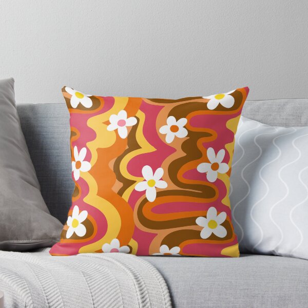 Hippie Flowers Throw Pillow