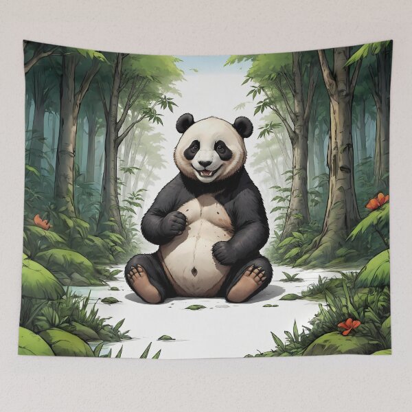 Item preview, An illustration of panda sitting in the forest designed and sold by twisted-dot.