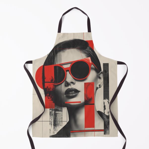 Item preview, Red Sunglasses Woman | Bold Black White Pop Art Portrait Print designed and sold by VUK VESOVIC.