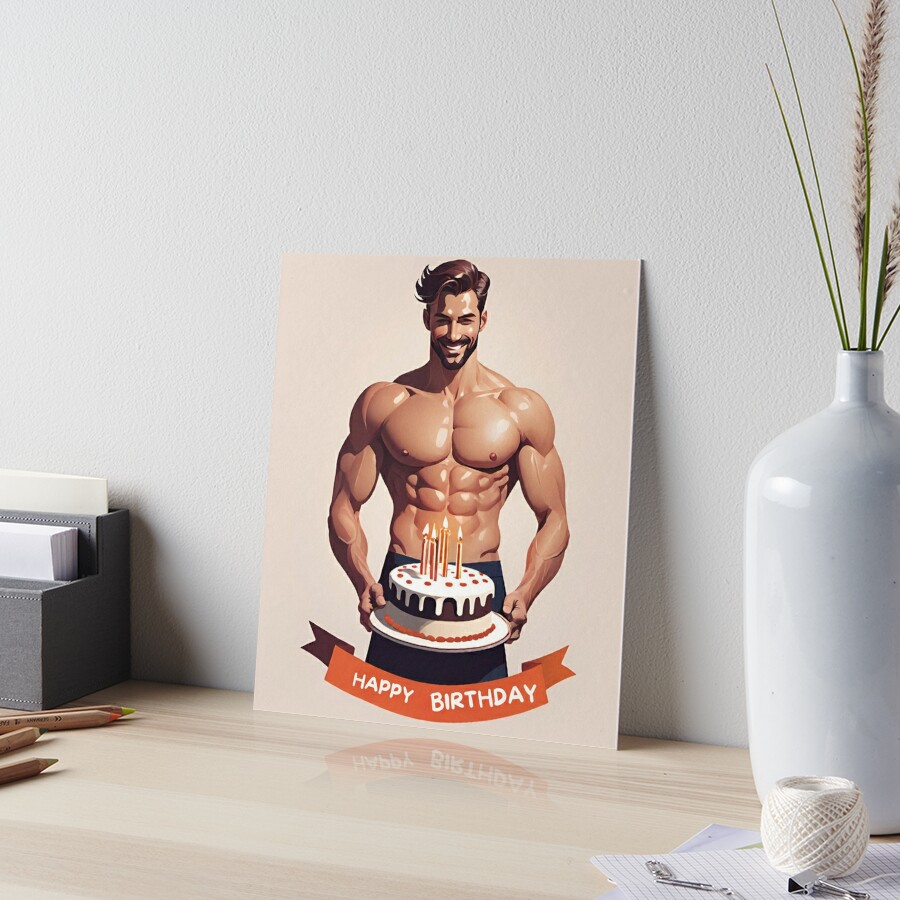 Naughty Birthday Card Shirtless Man