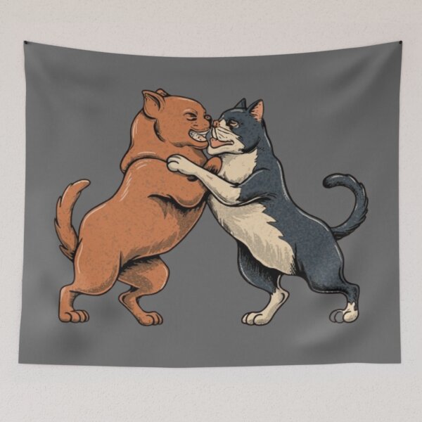 Item preview, Cat and dog wrestling designed and sold by Shtex.