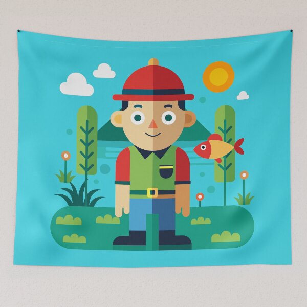 Item preview, fisherman flat illustration designed and sold by nalpoonggee.
