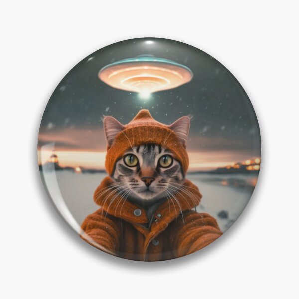 Item preview, Copy of Quirky Cat Selfie with Alien UFO designed and sold by CatMemesWorld.