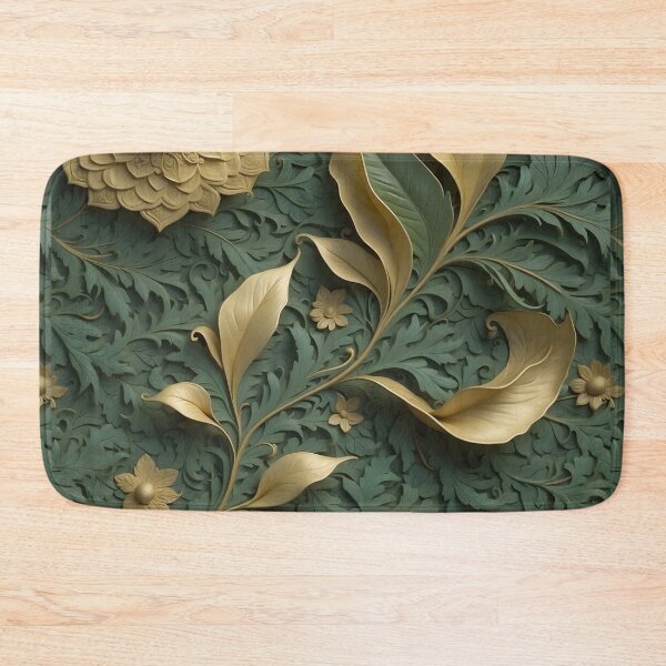 Item preview, Flowers and leaves in gray-green and gold - 3D relief #65 designed and sold by GoldenEraArt.