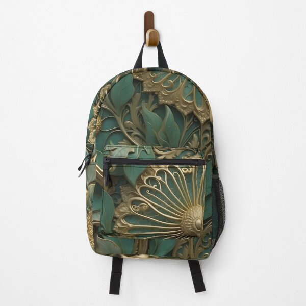 Item preview, Flowers and leaves in gray-green and gold - 3D relief #66 designed and sold by GoldenEraArt.