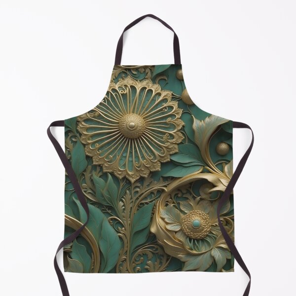 Item preview, Flowers and leaves in gray-green and gold - 3D relief #66 designed and sold by GoldenEraArt.