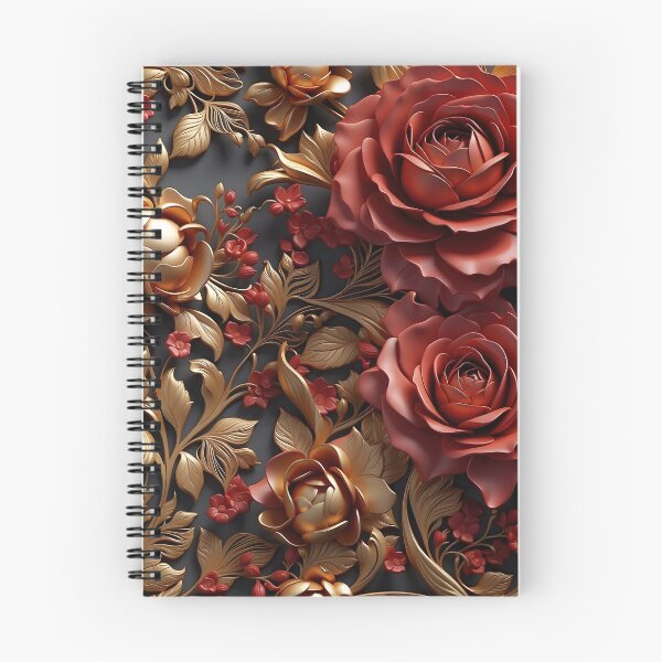 Item preview, Flowers and leaves in dark red, black and gold - 3D relief #67 designed and sold by GoldenEraArt.