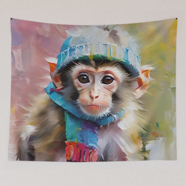Item preview, Colorful Winter Monkey designed and sold by Cat Prince.