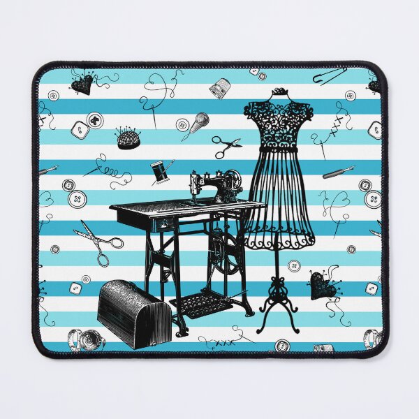 Item preview, Retro sewing symbols. Stylish blue stripes designed and sold by Drawmecute.