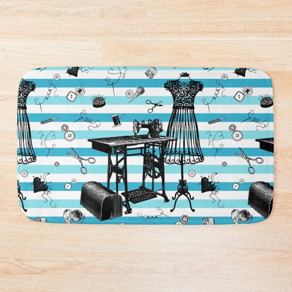 Item preview, Retro sewing symbols. Stylish blue stripes designed and sold by Drawmecute.