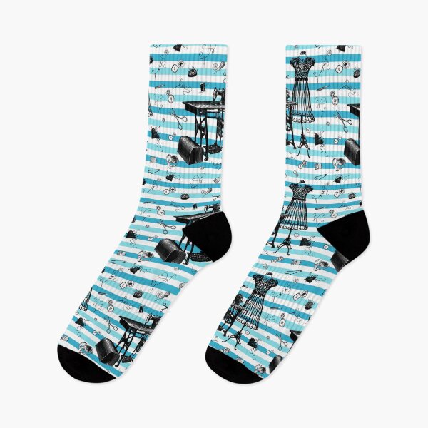 Item preview, Retro sewing symbols. Stylish blue stripes designed and sold by Drawmecute.
