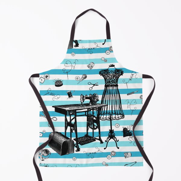 Item preview, Retro sewing symbols. Stylish blue stripes designed and sold by Drawmecute.