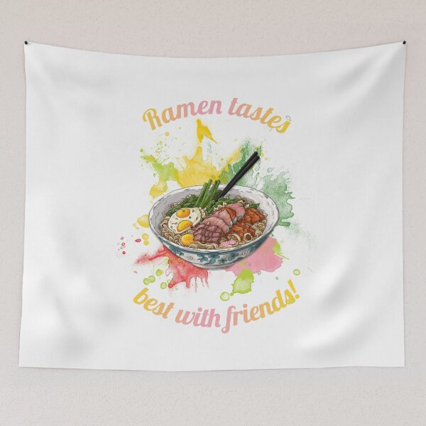 Item preview, Ramen with hard-boiled egg, chives and pink cookies designed and sold by HarridanCreates.