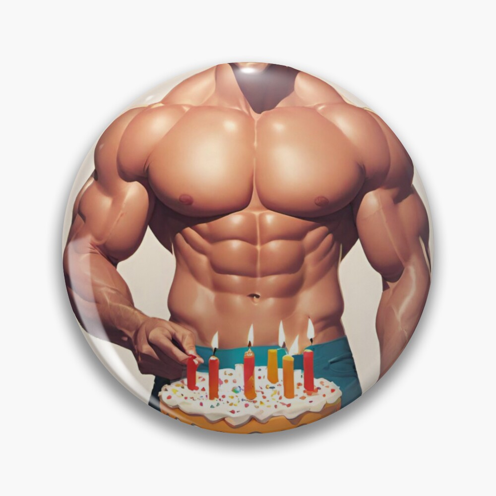 Flirty Fun: Cheeky Shirtless Man Birthday Card for Her