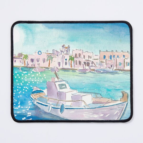 Item preview, Little Greece Harbour Scene with Turquoise Sea designed and sold by artshop77.