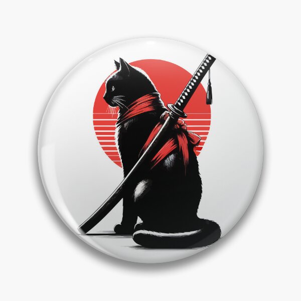 Item preview, Black Cat Samurai Ninja Japan Art designed and sold by TomFrontierArt.