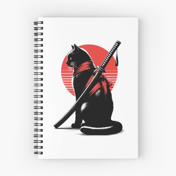 Item preview, Black Cat Samurai Ninja Japan Art designed and sold by TomFrontierArt.