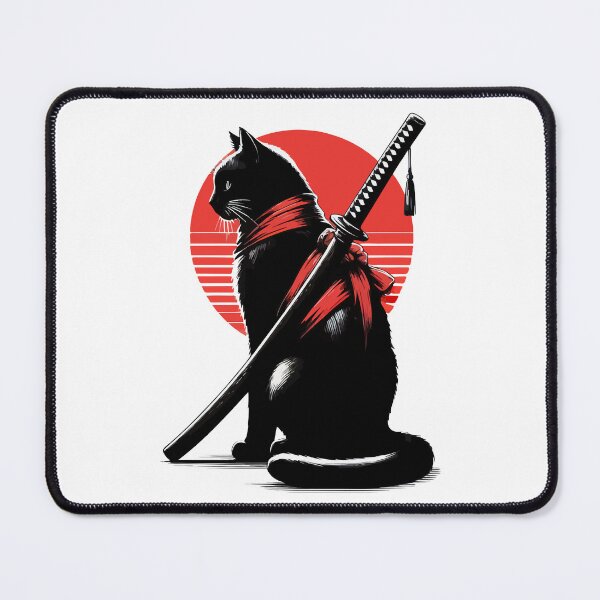 Item preview, Black Cat Samurai Ninja Japan Art designed and sold by TomFrontierArt.