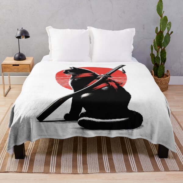 Item preview, Black Cat Samurai Ninja Japan Art designed and sold by TomFrontierArt.