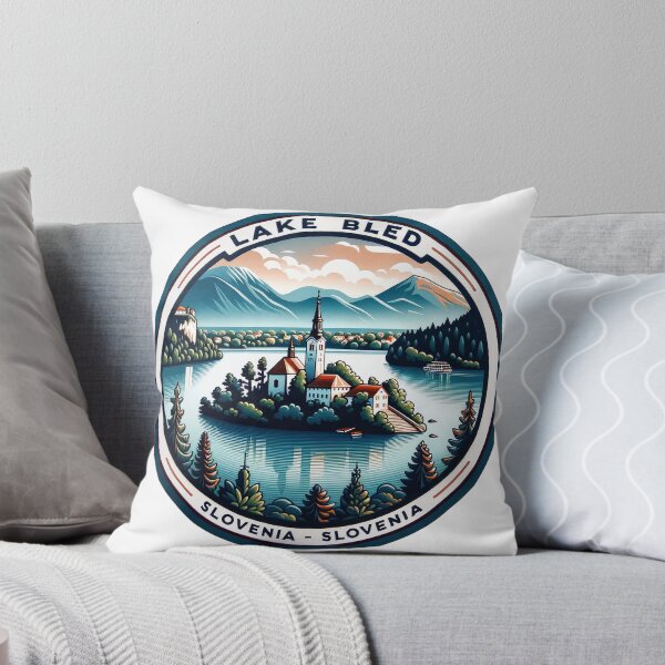 Item preview, Vintage Lake Bled Slovenia - Minimalist Retro Travel Sticker designed and sold by pod24.