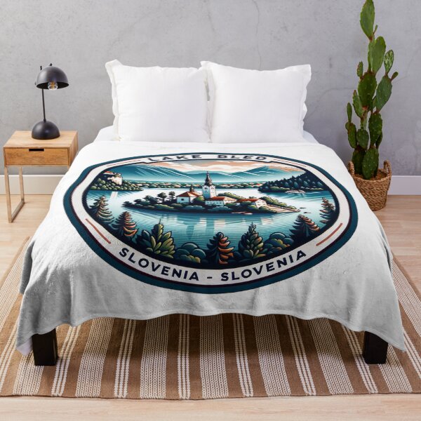 Item preview, Vintage Lake Bled Slovenia - Minimalist Retro Travel Sticker designed and sold by pod24.