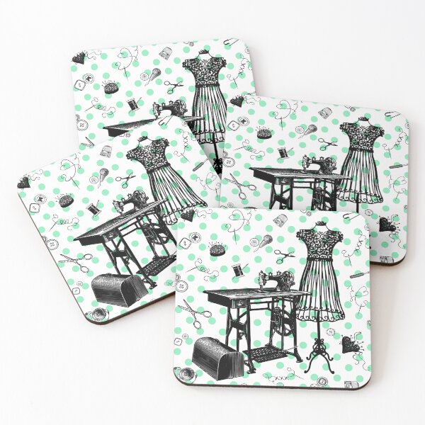 Item preview, Retro sewing symbols. Turquoise dots designed and sold by Drawmecute.