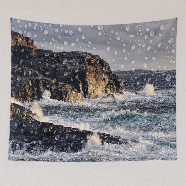Item preview, Dramatic seascape with waves hitting the rocks designed and sold by GryThunes.