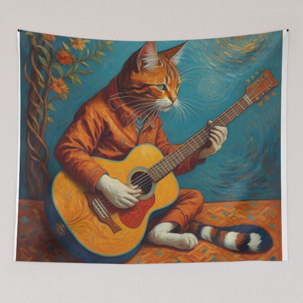 Item preview, A Cat Playing Guitar designed and sold by Nikki-Designz.