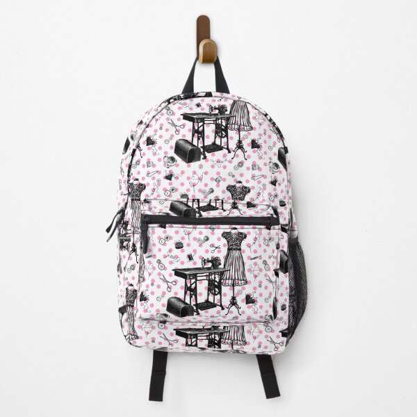Item preview, Retro sewing symbols. Cute pink dots designed and sold by Drawmecute.