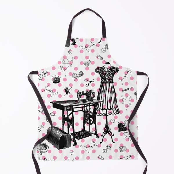 Item preview, Retro sewing symbols. Cute pink dots designed and sold by Drawmecute.
