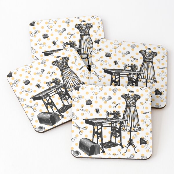 Item preview, Retro sewing symbols. Golden yellow dots designed and sold by Drawmecute.