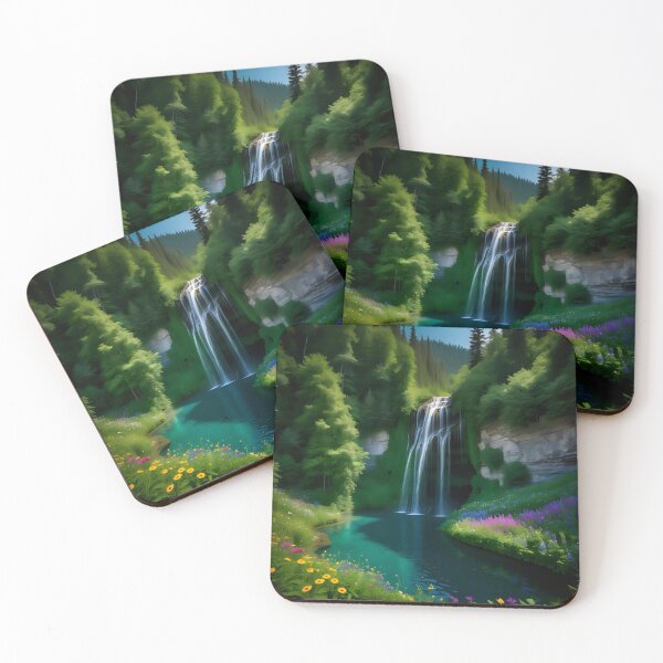 Item preview, Colorful valley with waterfall designed and sold by Inspyralia.