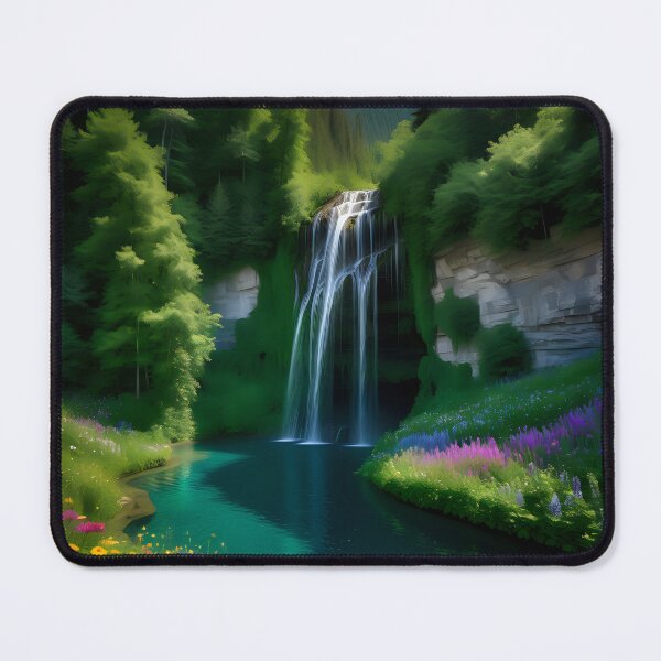 Item preview, Colorful valley with waterfall designed and sold by Inspyralia.