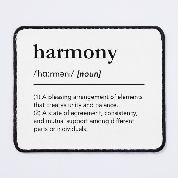 Item preview, Harmony definition, harmony day, harmony dictionary art, yin and yang, simple, black and white, minimalist typography designed and sold by lagunaklein.