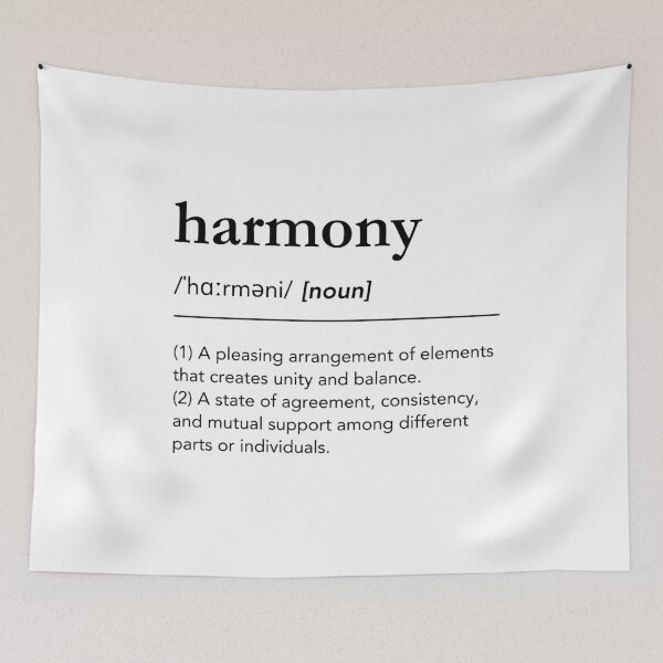 Item preview, Harmony definition, harmony day, harmony dictionary art, yin and yang, simple, black and white, minimalist typography designed and sold by lagunaklein.