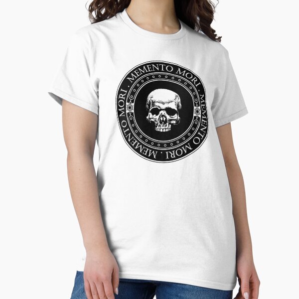 Item preview, Memento Mori III (Light b/g) - Memento Mori Art - Skeleton Skull Logo - Latin Phrase Quote designed and sold by WIZECROW.