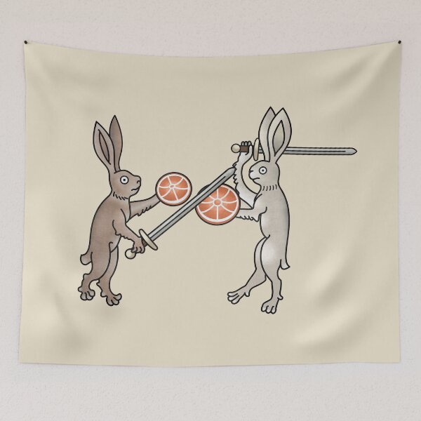 Item preview, Medieval Marginalia Rabbit swordfight designed and sold by MargiKnights.