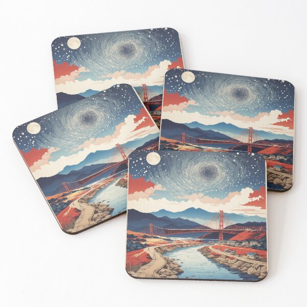Item preview, Gwangan Bridge South Korea Starry Night Tourism Vintage Poster designed and sold by TravelersGems.