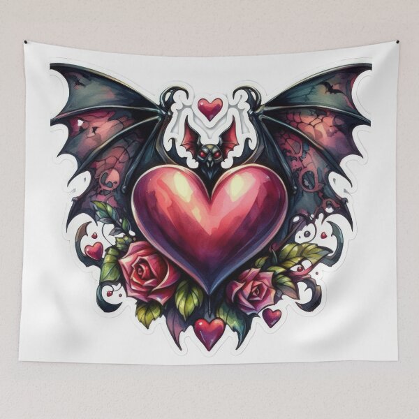 Item preview, Gothic heart with bat wings goth valentines day Sticker designed and sold by Expressions-Sel.