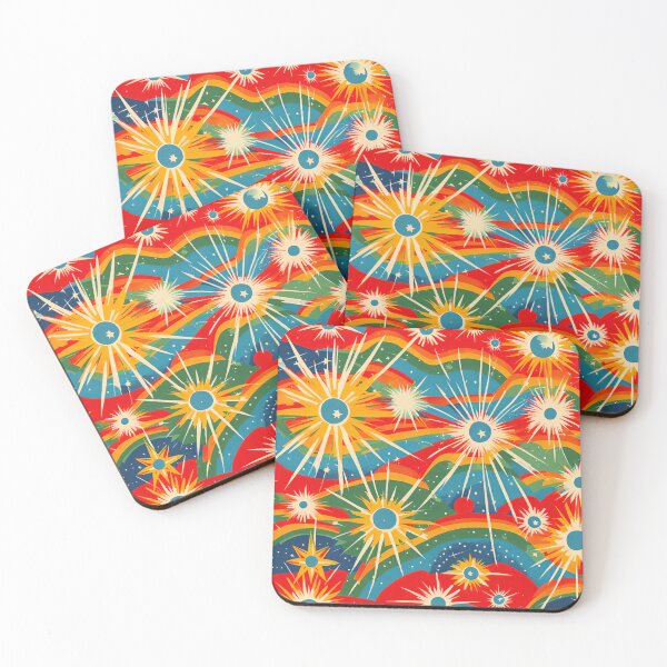 Item preview, Atomic starbursts on red designed and sold by Joanne Walsh.
