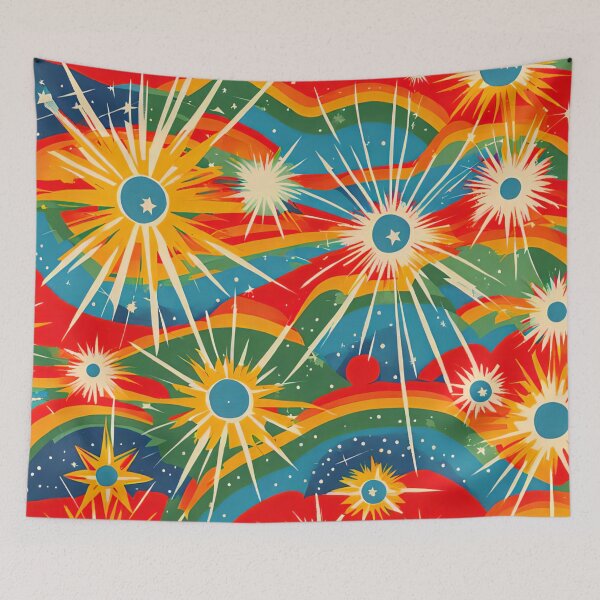 Item preview, Atomic starbursts on red designed and sold by Joanne Walsh.
