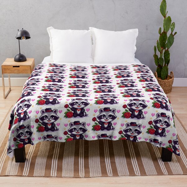 Item preview, Raccoon in love roses and hearts pixel art designed and sold by Anbe_design.