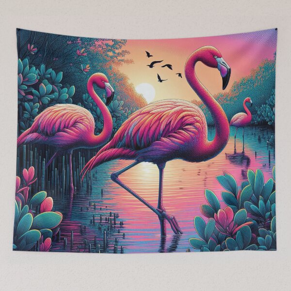 Item preview, Sunset flamingos designed and sold by Kallak-AI-Art.
