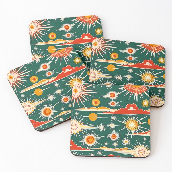 Item preview, More atomic starbursts on green designed and sold by Joanne Walsh.
