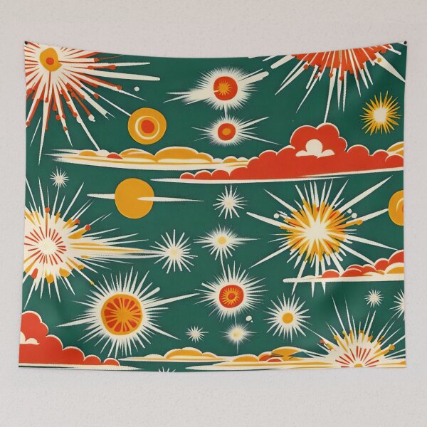 Item preview, More atomic starbursts on green designed and sold by Joanne Walsh.