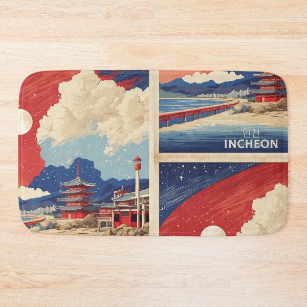Item preview, Incheon South Korea Starry Night Tourism Vintage Poster designed and sold by TravelersGems.