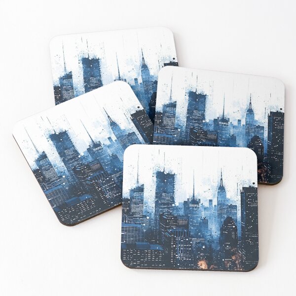 Item preview, Blue Modern Urban Cityscape designed and sold by Mobius Spot Collective.