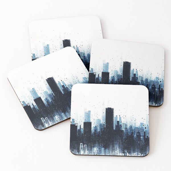 Item preview, Blue urban skyline designed and sold by Mobius Spot Collective.